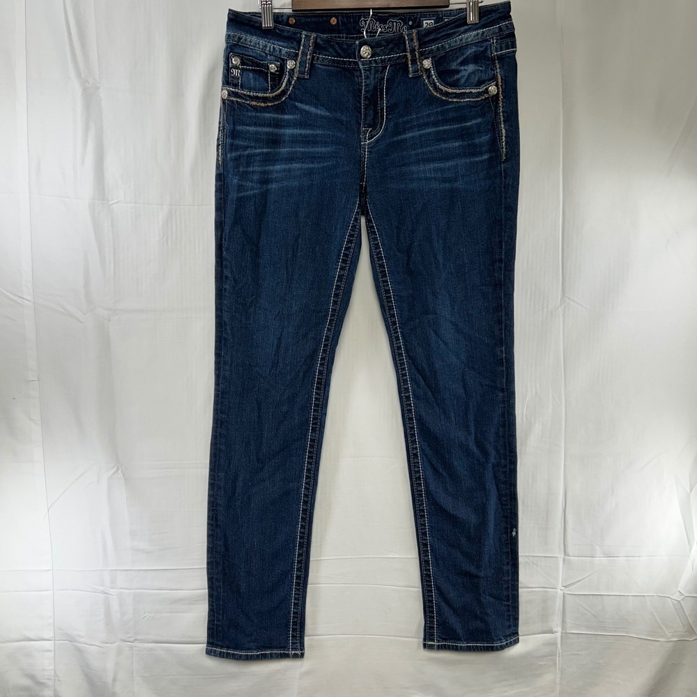 Miss Me Easy Skinny Jeans Women 29 Dark Wash Embellished Flap Pocket JE8253E5R